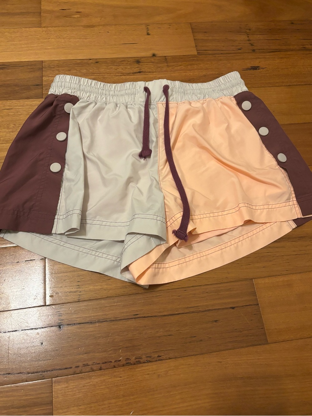 FP Movement by Free People Peach, Cream & Maroon Colorblock Athletic Shorts